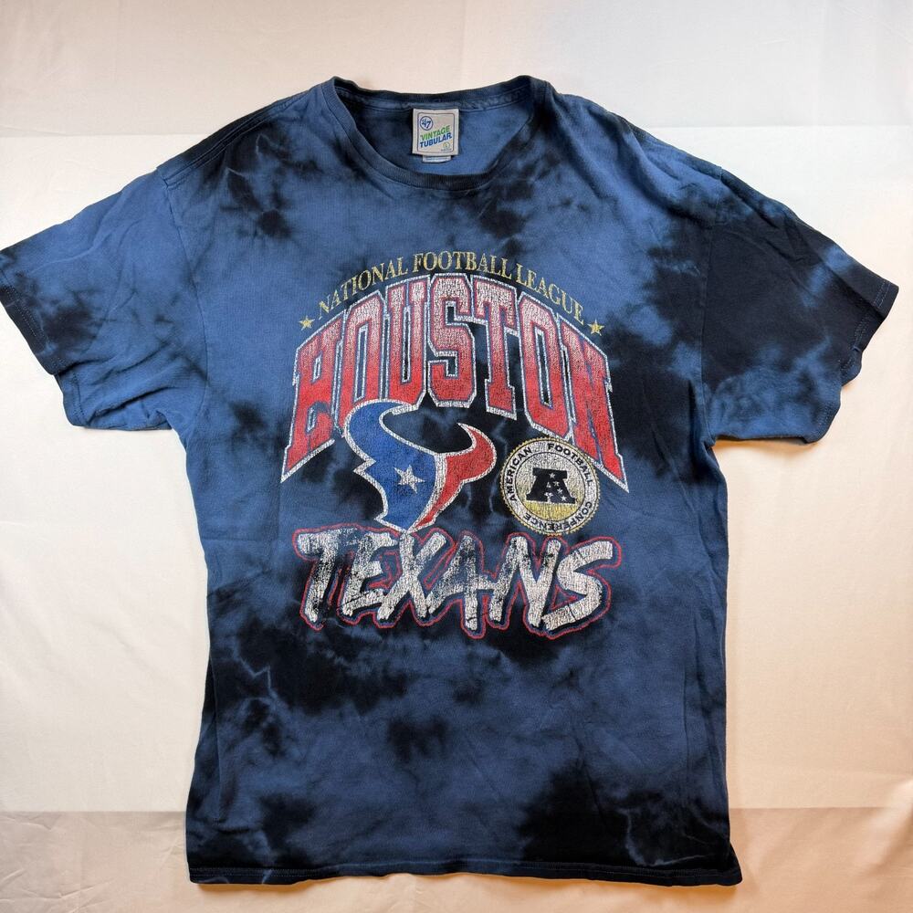 47 Brand Vintage Tubular NFL Houston Texans Tie Dye Graphic Shirt Men Size Large